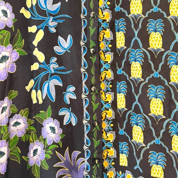 NWT Farm Rio Winter Garden Black Pajama Shirt Button Front Top Floral Size S - Picture 6 of 12